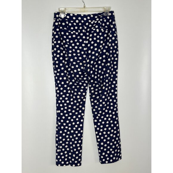 Kate Spade‎ Cloud Dot Straight Leg Cotton Blend Navy White Ankle Pant Size 2 - Picture 7 of 11